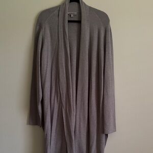 Avenue Taupe Open-Front Draped Cardigan
